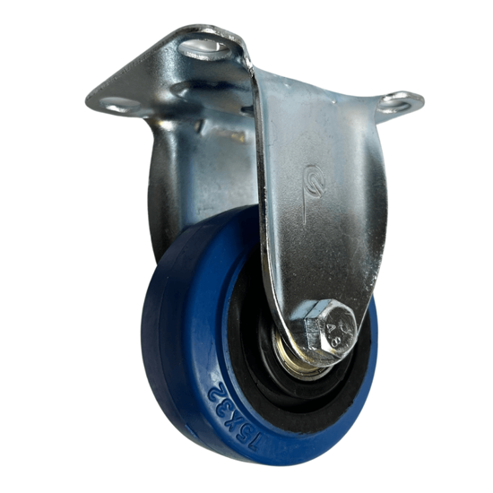 Imagen de RUEDA FIJA INOX 3 X 1 1/4" HULE AZUL CAPACIDAD 90KG