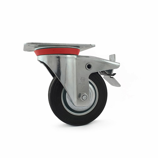 Imagen de RUEDA GIRATORIA 6 X 2" NEGRO/CAUCHO CAPACIDAD 340KG CON FRENO